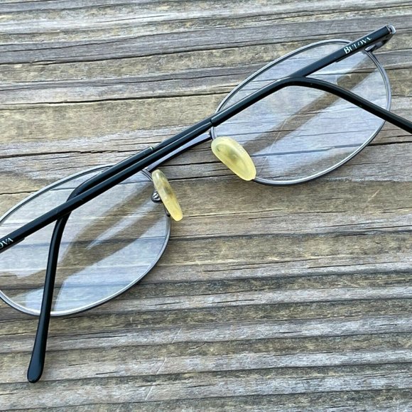Bulova Signature London Eyeglasses Frame Black Pewter Glasses Handmade in Italy - Picture 7 of 12
